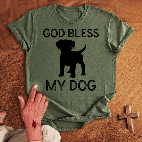 God Bless My Dog T Shirt - Navy M | Biblical & Scripture Inspired Apparel | Jesus Monk