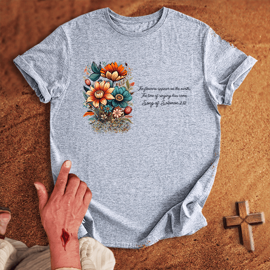 The Flowers Appear T Shirt - White 2XL | Biblical & Scripture Inspired Apparel | Jesus Monk