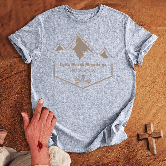 Faith Moves Mountains T Shirt - Red XL | Biblical & Scripture Inspired Apparel | Jesus Monk