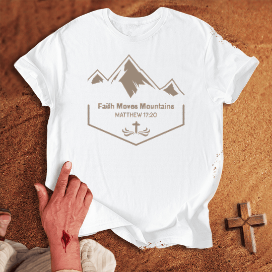 Faith Moves Mountains T Shirt - Red 2XL | Biblical & Scripture Inspired Apparel | Jesus Monk