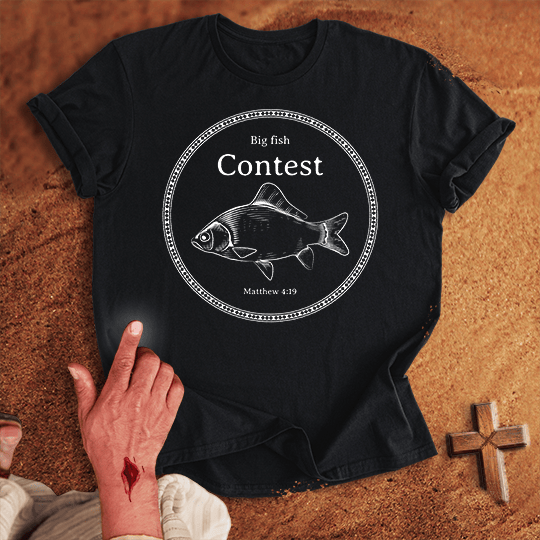 Big Fish Contest T Shirt - White 3XL | Biblical & Scripture Inspired Apparel | Jesus Monk