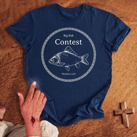 Big Fish Contest T Shirt - White M | Biblical & Scripture Inspired Apparel | Jesus Monk