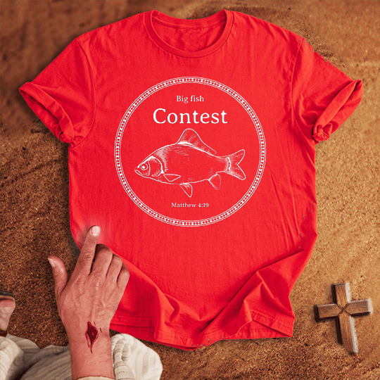 Big Fish Contest T Shirt - Navy S | Biblical & Scripture Inspired Apparel | Jesus Monk