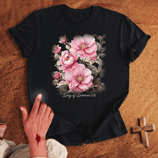 Pink Flowers T Shirt - Navy 3XL | Biblical & Scripture Inspired Apparel | Jesus Monk