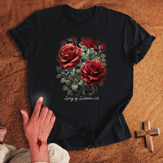 Red Rose Flowers T Shirt - White 3XL | Biblical & Scripture Inspired Apparel | Jesus Monk