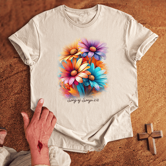 Vibrant Daisy Flowers T Shirt - Tropical Blue M | Biblical & Scripture Inspired Apparel | Jesus Monk