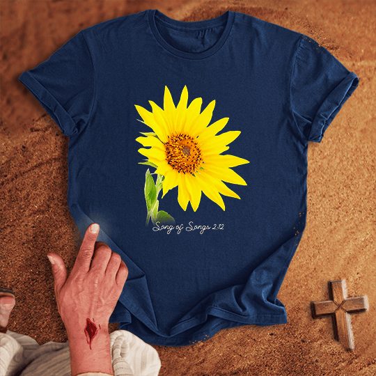 Vibrant Sunflowers T Shirt - Military Green M | Biblical & Scripture Inspired Apparel | Jesus Monk