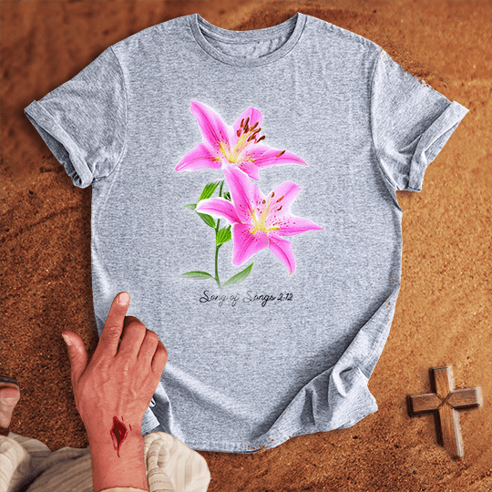 Vibrant Lily Flowers T Shirt - White 2XL | Biblical & Scripture Inspired Apparel | Jesus Monk