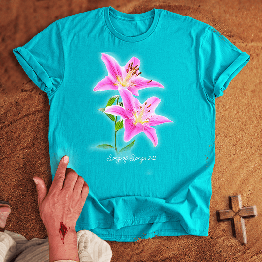 Vibrant Lily Flowers T Shirt - White M | Biblical & Scripture Inspired Apparel | Jesus Monk