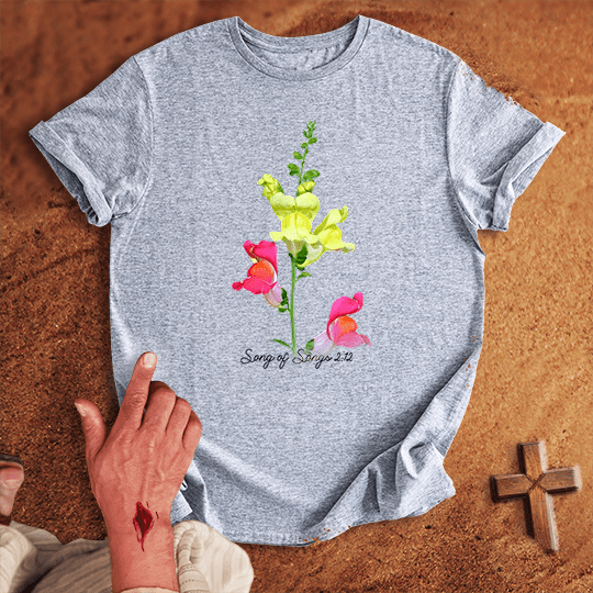 Vibrant Snapdragon Flowers T Shirt - Military Green XL | Biblical & Scripture Inspired Apparel | Jesus Monk