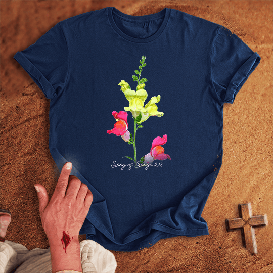 Vibrant Snapdragon Flowers T Shirt - Military Green 3XL | Biblical & Scripture Inspired Apparel | Jesus Monk