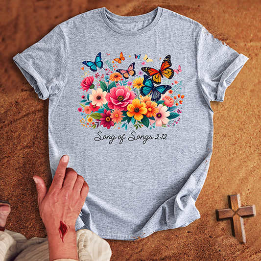 Vibrant Flowers and Butterflies T-shirt