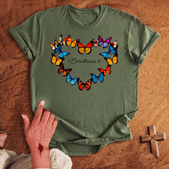 Vibrant Butterflies in a Heart Shape T-shirt