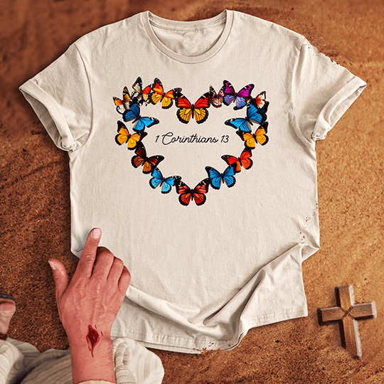Vibrant Butterflies in a Heart Shape T-shirt