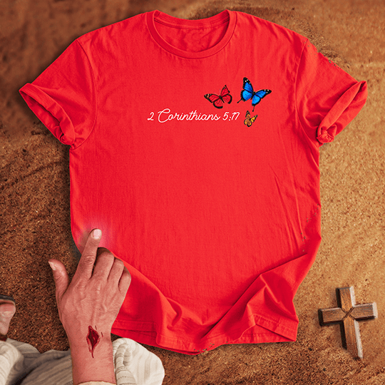 Vibrant Butterflies T Shirt - Tropical Blue M | Biblical & Scripture Inspired Apparel | Jesus Monk