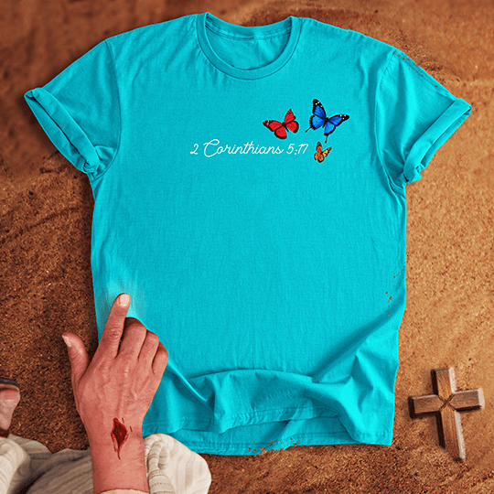 Vibrant Butterflies T Shirt - Sport Grey M | Biblical & Scripture Inspired Apparel | Jesus Monk