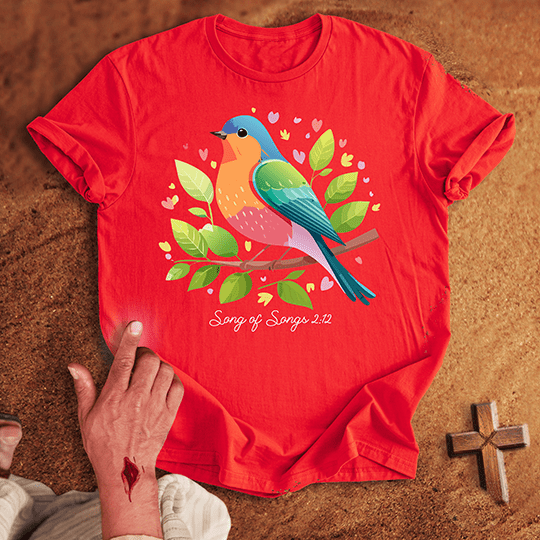 Vibrant Birds T Shirt - Tropical Blue M | Biblical & Scripture Inspired Apparel | Jesus Monk
