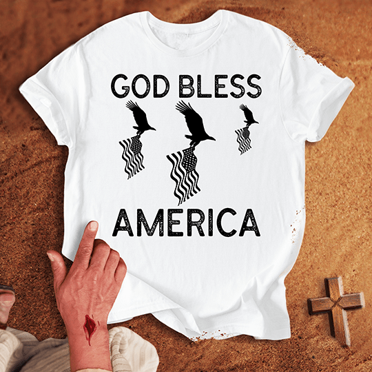God Bless America T Shirt 1 - Navy M | Biblical & Scripture Inspired Apparel | Jesus Monk