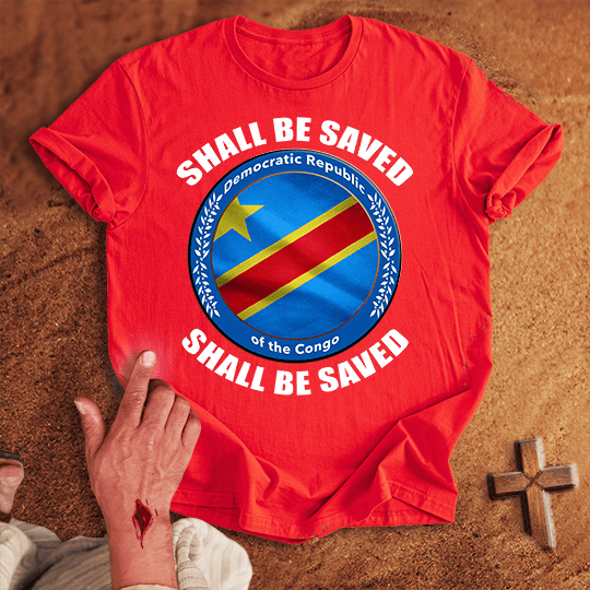 Democratic Republic Of The Congo Shall Be Saved T Shirt - Tropical Blue M | Biblical & Scripture Inspired Apparel | Jesus Monk