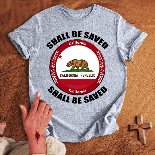 California Shall Be Saved T Shirt - Red 2XL | Biblical & Scripture Inspired Apparel | Jesus Monk