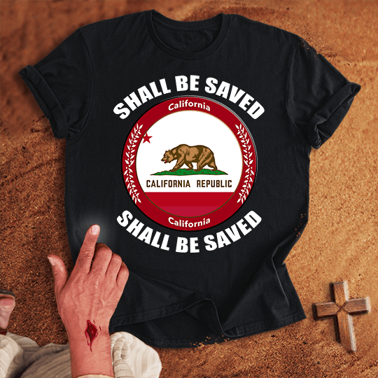 California Shall Be Saved T Shirt - Red 3XL | Biblical & Scripture Inspired Apparel | Jesus Monk