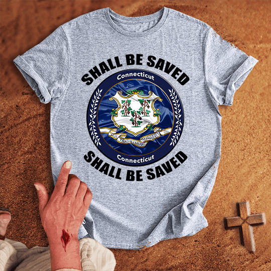 Connecticut Shall Be Saved T Shirt - Tropical Blue 2XL | Biblical & Scripture Inspired Apparel | Jesus Monk