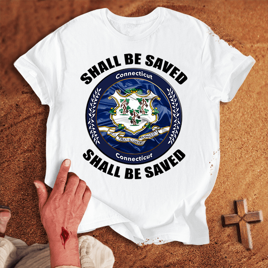 Connecticut Shall Be Saved T Shirt - Tropical Blue M | Biblical & Scripture Inspired Apparel | Jesus Monk