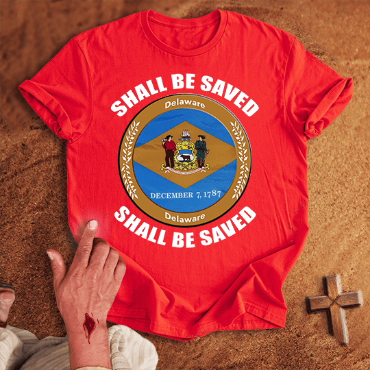 Delaware Shall Be Saved T Shirt - Black S | Biblical & Scripture Inspired Apparel | Jesus Monk