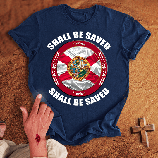 Florida Shall Be Saved T Shirt - Red S | Biblical & Scripture Inspired Apparel | Jesus Monk