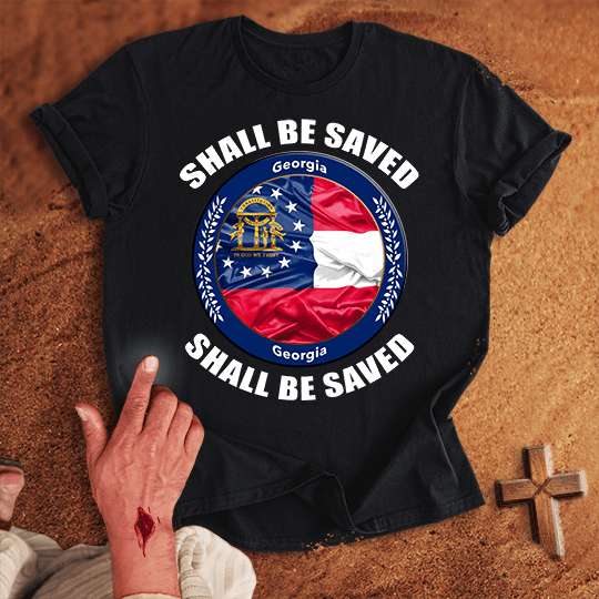 Georgia State Shall Be Saved T Shirt - Sport Grey 3XL | Biblical & Scripture Inspired Apparel | Jesus Monk