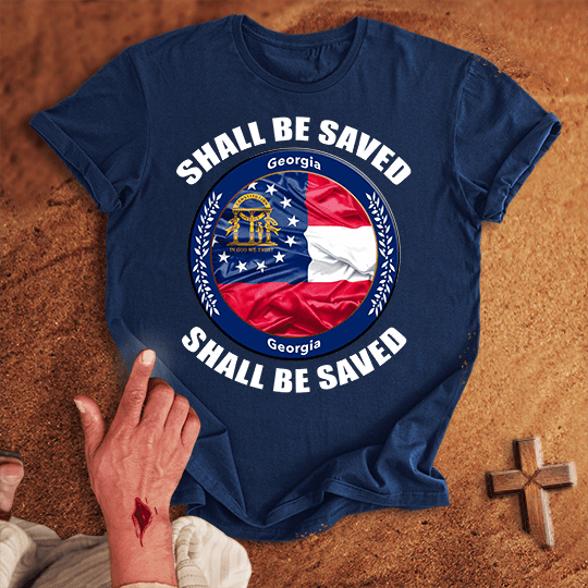 Georgia State Shall Be Saved T Shirt - Sport Grey M | Biblical & Scripture Inspired Apparel | Jesus Monk