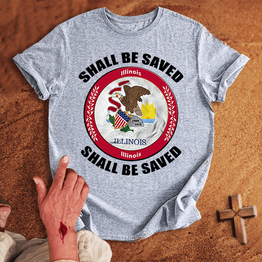Illinois Shall Be Saved T Shirt - Red M | Biblical & Scripture Inspired Apparel | Jesus Monk