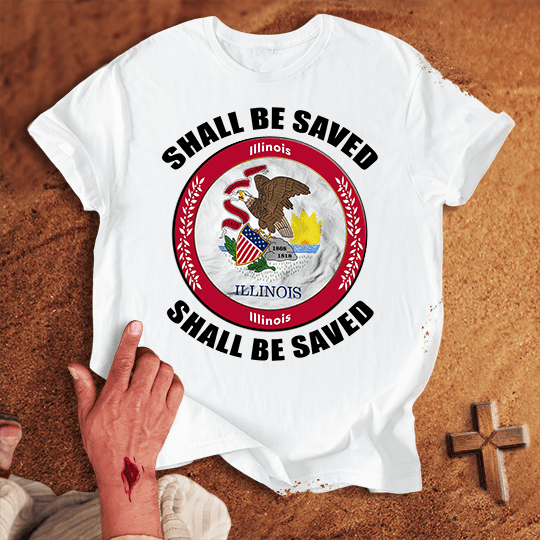 Illinois Shall Be Saved T Shirt - Red 2XL | Biblical & Scripture Inspired Apparel | Jesus Monk