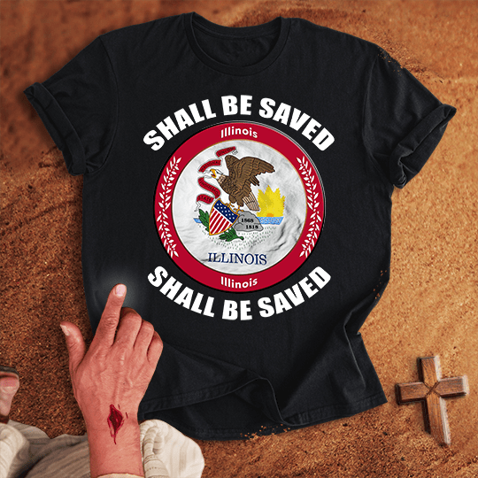 Illinois Shall Be Saved T Shirt - Red 3XL | Biblical & Scripture Inspired Apparel | Jesus Monk