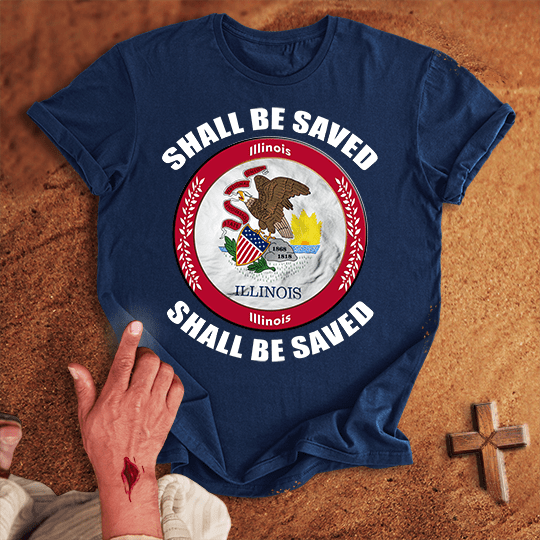 Illinois Shall Be Saved T Shirt - Sport Grey S | Biblical & Scripture Inspired Apparel | Jesus Monk