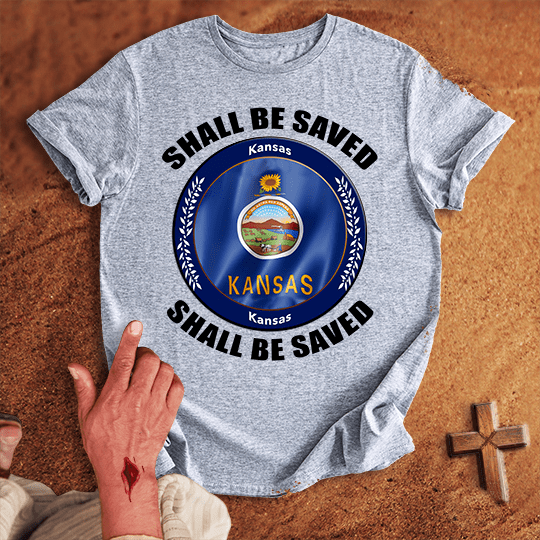 Kansas Shall Be Saved T Shirt - Tropical Blue M | Biblical & Scripture Inspired Apparel | Jesus Monk