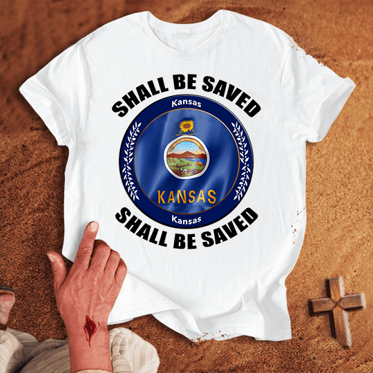 Kansas Shall Be Saved T Shirt - Tropical Blue 2XL | Biblical & Scripture Inspired Apparel | Jesus Monk