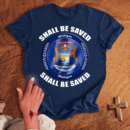 Michigan Shall Be Saved T Shirt - Black 3XL | Biblical & Scripture Inspired Apparel | Jesus Monk