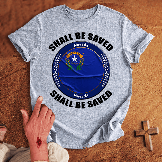 Nevada Shall Be Saved T Shirt - Sand XL | Biblical & Scripture Inspired Apparel | Jesus Monk