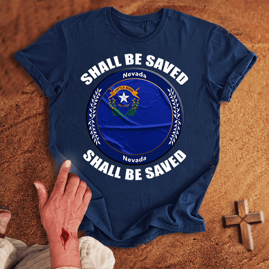 Nevada Shall Be Saved T Shirt - Red S | Biblical & Scripture Inspired Apparel | Jesus Monk