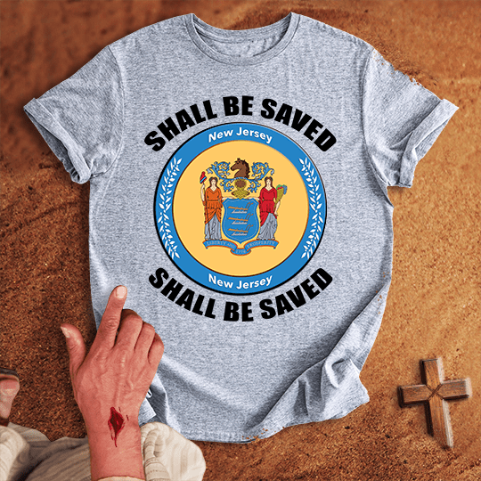 New Jersey Shall Be Saved T Shirt - Red 2XL | Biblical & Scripture Inspired Apparel | Jesus Monk