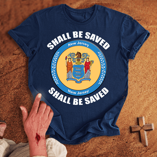 New Jersey Shall Be Saved T Shirt - White S | Biblical & Scripture Inspired Apparel | Jesus Monk