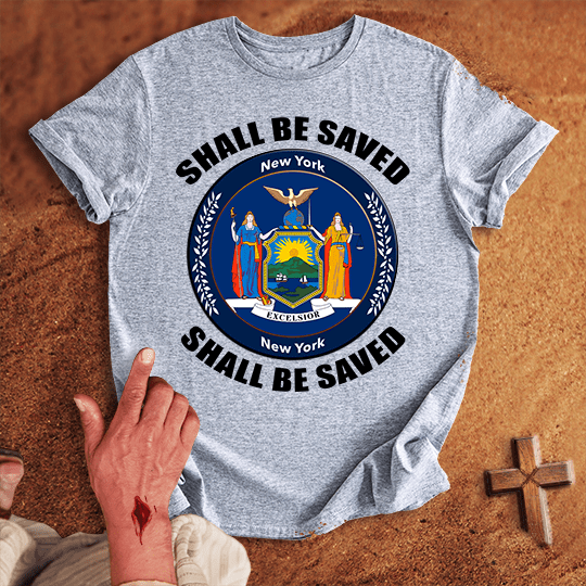 New York Shall Be Saved T Shirt - Navy XL | Biblical & Scripture Inspired Apparel | Jesus Monk