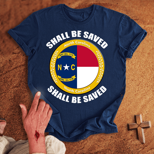 North Carolina Shall Be Saved T Shirt - Tropical Blue 3XL | Biblical & Scripture Inspired Apparel | Jesus Monk