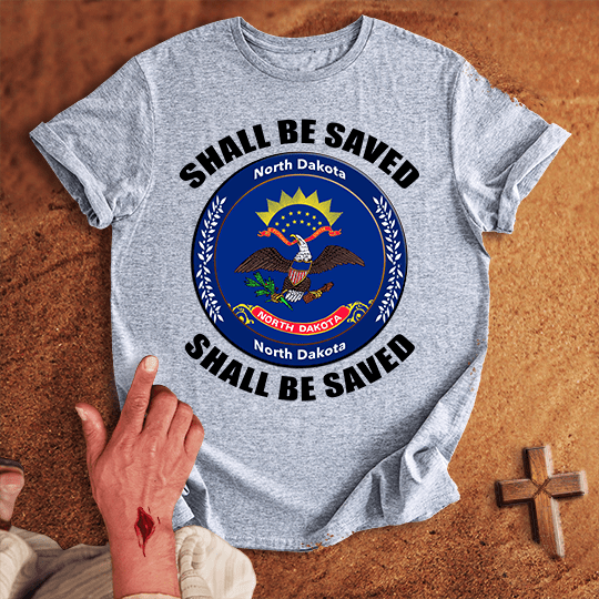 North Dakota Shall Be Saved T Shirt - Black 2XL | Biblical & Scripture Inspired Apparel | Jesus Monk