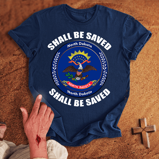 North Dakota Shall Be Saved T Shirt - Black 3XL | Biblical & Scripture Inspired Apparel | Jesus Monk