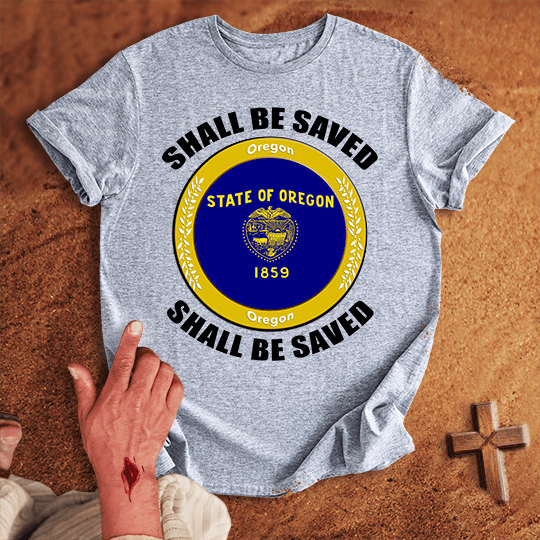 Oregon Shall Be Saved T Shirt - Navy 2XL | Biblical & Scripture Inspired Apparel | Jesus Monk