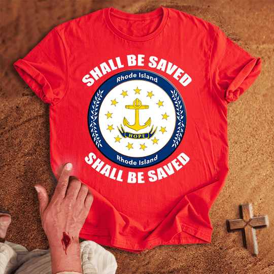 Rhode Island Shall Be Saved T Shirt - Navy S | Biblical & Scripture Inspired Apparel | Jesus Monk