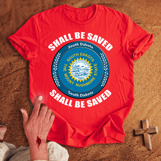 South Dakota Shall Be Saved T Shirt - Sport Grey M | Biblical & Scripture Inspired Apparel | Jesus Monk