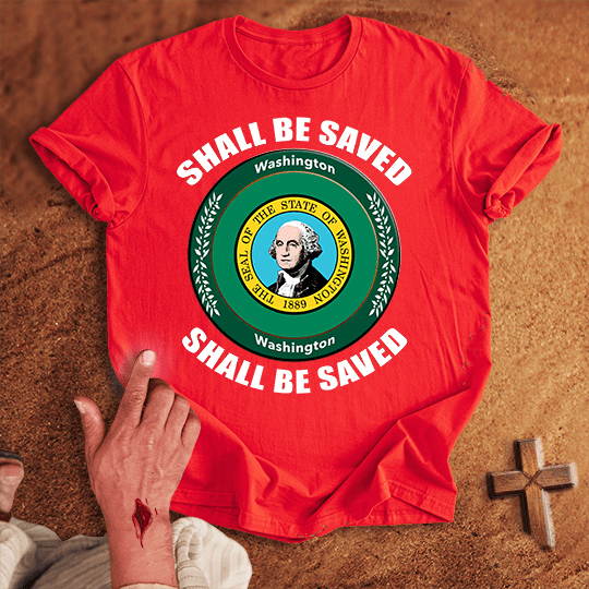 Washington Shall Be Saved T Shirt - Military Green M | Biblical & Scripture Inspired Apparel | Jesus Monk